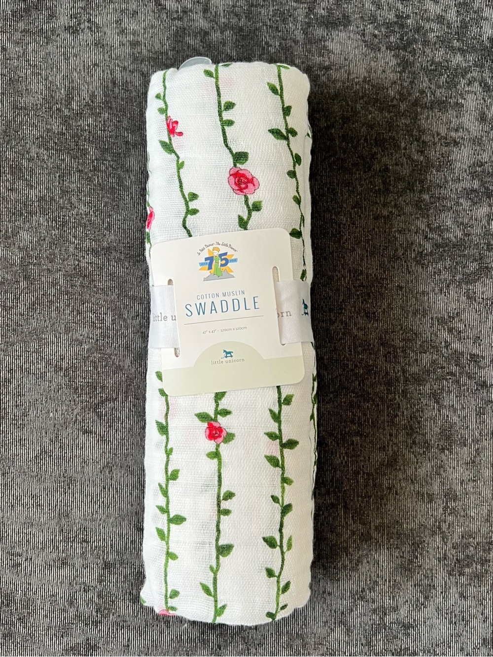 NWT Little Unicorn Rose Vine Cotton Muslin Swaddle